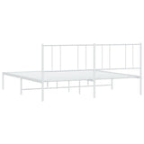 Metal Bed Frame without Mattress with Headboard White 183x203 cm King - Low Angle