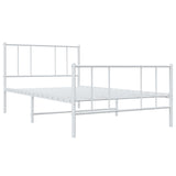 Metal Bed Frame without Mattress with Footboard White 90x190 cm