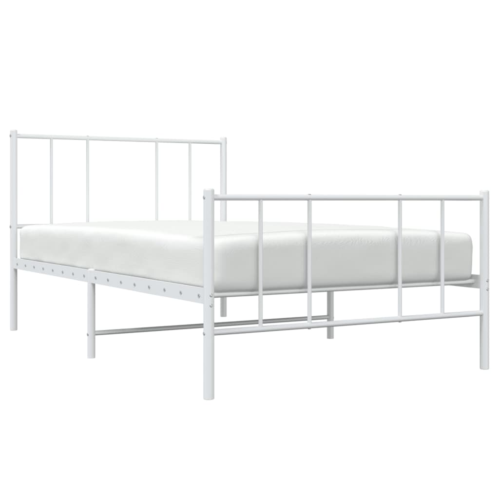 Metal Bed Frame without Mattress with Footboard White 90x190 cm