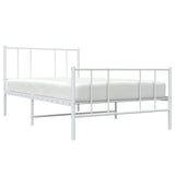 Metal Bed Frame without Mattress with Footboard White 90x190 cm