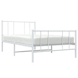 Metal Bed Frame without Mattress with Footboard White 90x190 cm - 45-Degree Angle