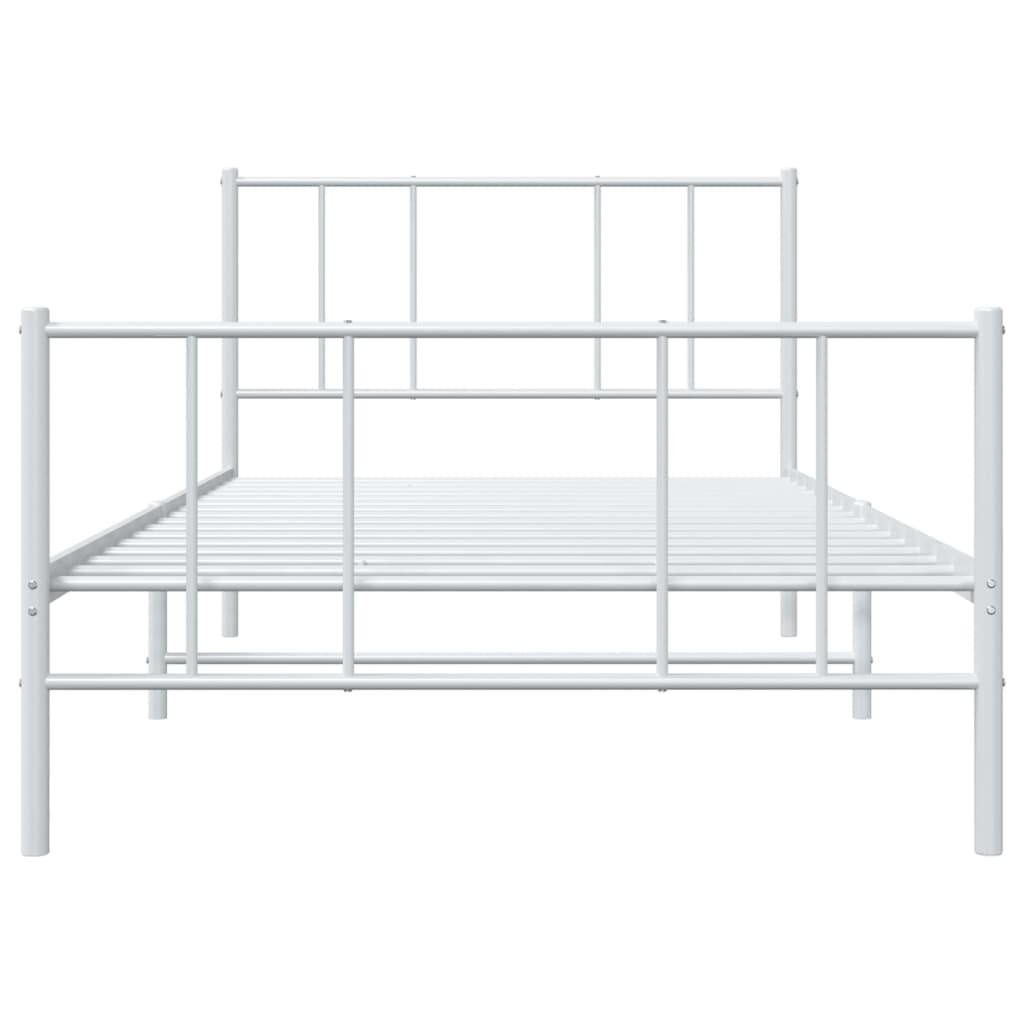 Metal Bed Frame without Mattress with Footboard White 90x190 cm