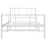Metal Bed Frame without Mattress with Footboard White 90x190 cm - Rear View