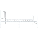 Metal Bed Frame without Mattress with Footboard White 90x190 cm - Close-Up Angle
