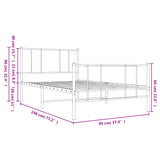 Metal Bed Frame without Mattress with Footboard White 90x190 cm - Extra Image