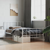 Metal Bed Frame without Mattress with Footboard White 90x190 cm