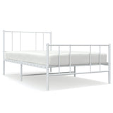 Metal Bed Frame without Mattress with Footboard White 107x203 cm King Single