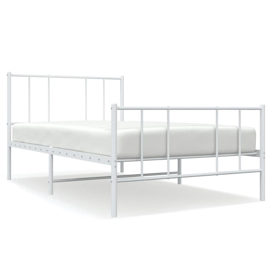 Metal Bed Frame without Mattress with Footboard White 107x203 cm King Single
