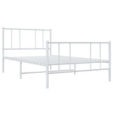 Metal Bed Frame without Mattress with Footboard White 107x203 cm King Single - Side View
