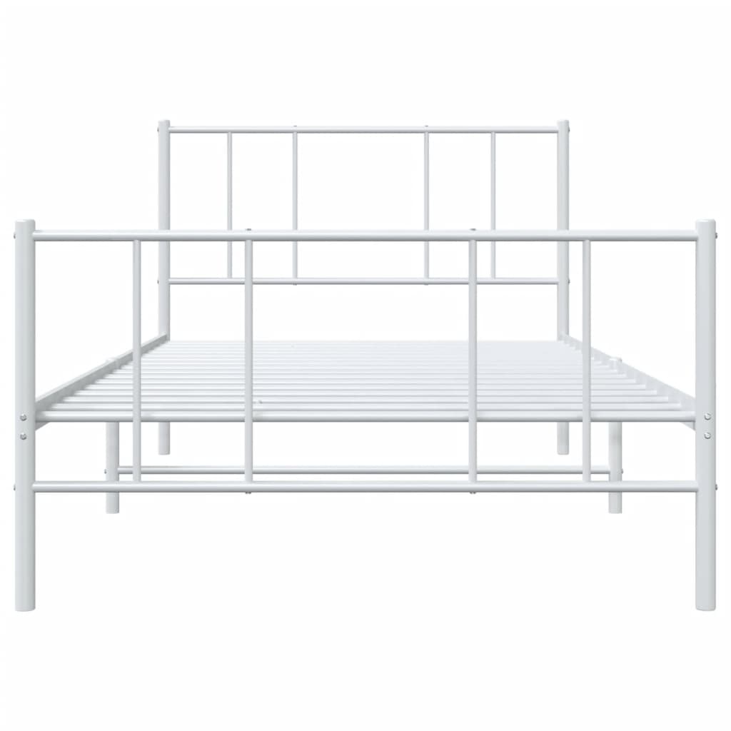 Metal Bed Frame without Mattress with Footboard White 107x203 cm King Single