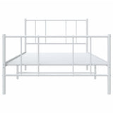 Metal Bed Frame without Mattress with Footboard White 107x203 cm King Single - Rear View