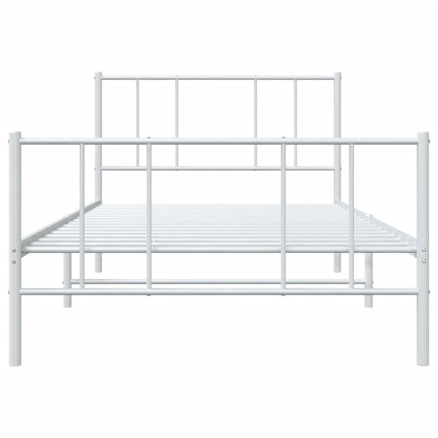 Metal Bed Frame without Mattress with Footboard White 107x203 cm King Single