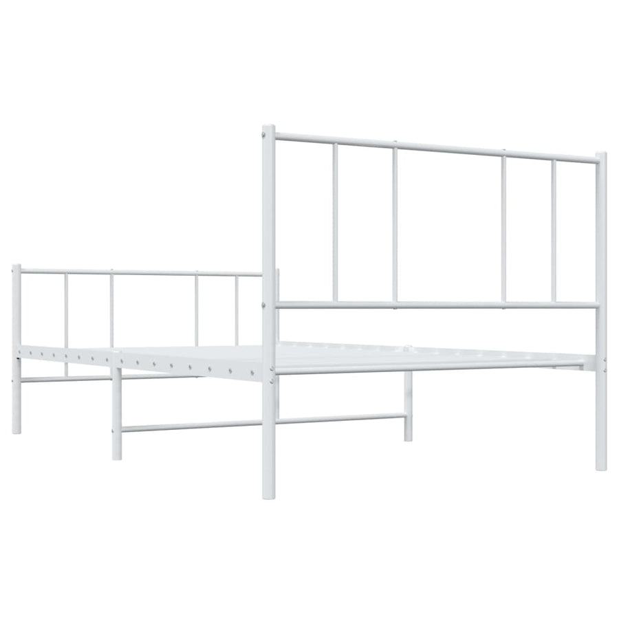 Metal Bed Frame without Mattress with Footboard White 107x203 cm King Single
