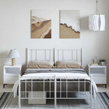 Metal Bed Frame without Mattress with Footboard White 135x190 cm - Side View