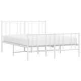 Metal Bed Frame without Mattress with Footboard White 135x190 cm