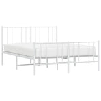 Metal Bed Frame without Mattress with Footboard White 135x190 cm