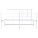 Metal Bed Frame without Mattress with Footboard White 135x190 cm