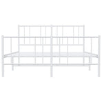 Metal Bed Frame without Mattress with Footboard White 135x190 cm