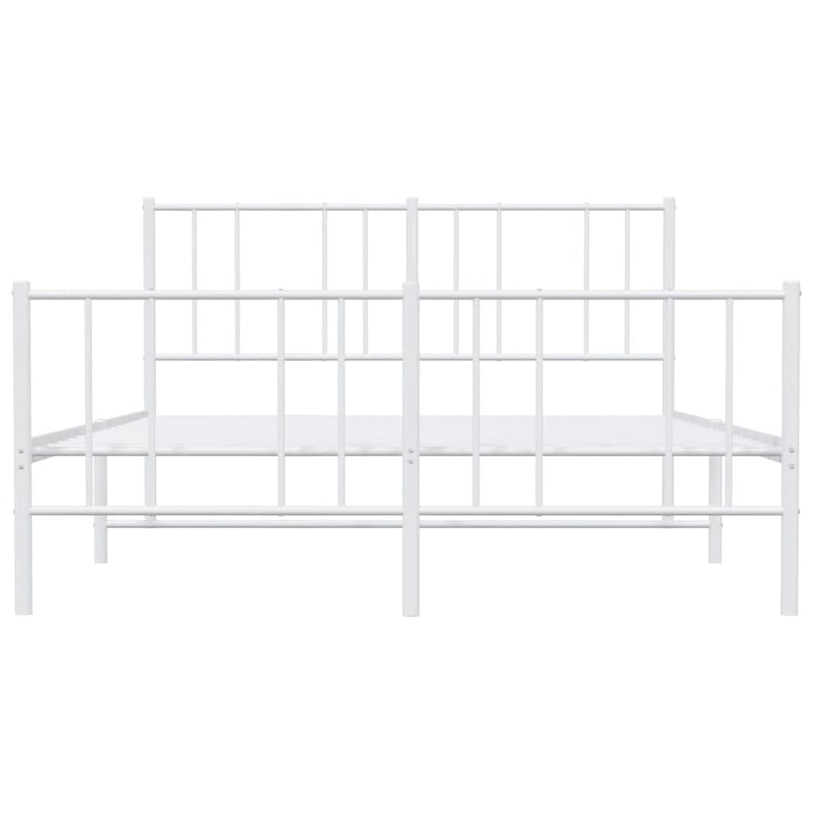 Metal Bed Frame without Mattress with Footboard White 135x190 cm