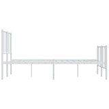 Metal Bed Frame without Mattress with Footboard White 135x190 cm - Close-Up Angle