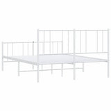 Metal Bed Frame without Mattress with Footboard White 135x190 cm