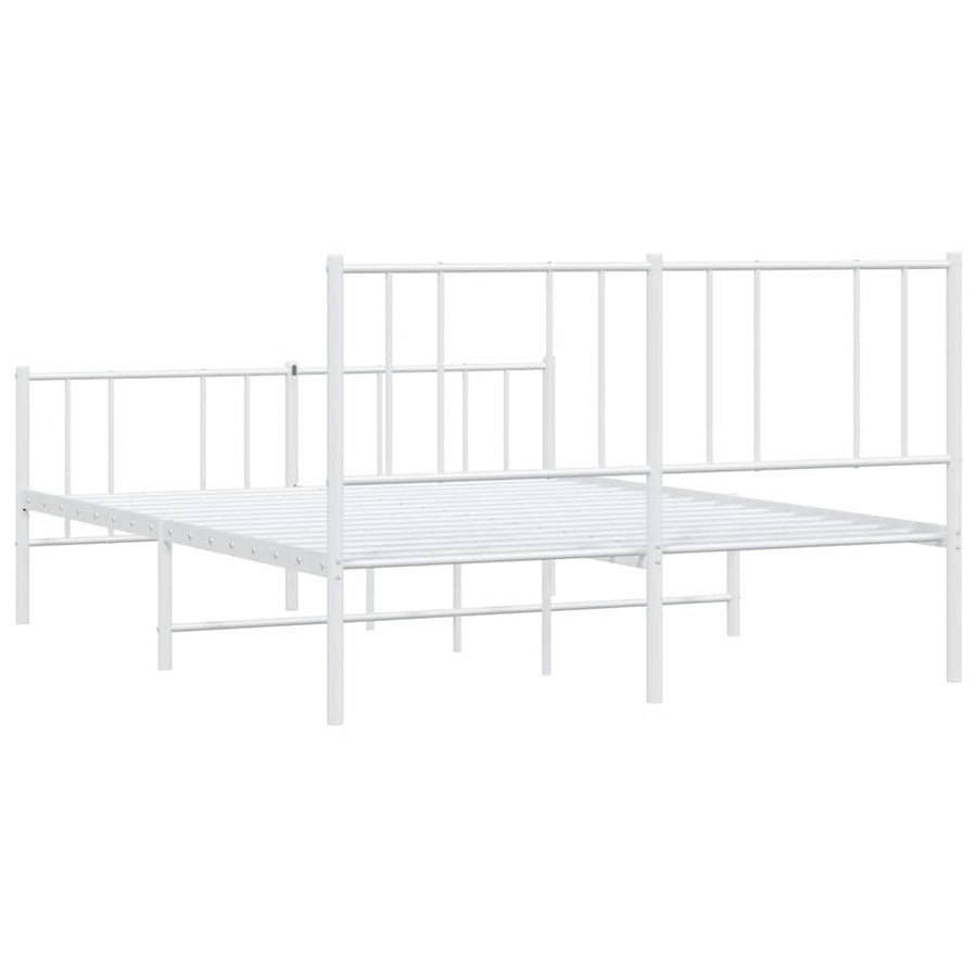 Metal Bed Frame without Mattress with Footboard White 135x190 cm