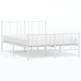 Metal Bed Frame without Mattress with Footboard White 150x200 cm - Front View
