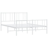 Metal Bed Frame without Mattress with Footboard White 150x200 cm - Top-Down View