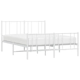 Metal Bed Frame without Mattress with Footboard White 150x200 cm