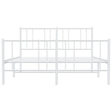 Metal Bed Frame without Mattress with Footboard White 150x200 cm