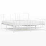 Metal Bed Frame without Mattress with Footboard White 183x203 cm King - Front View