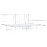 Metal Bed Frame without Mattress with Footboard White 183x203 cm King - Side View