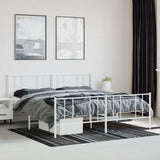 Metal Bed Frame without Mattress with Footboard White 183x203 cm King - Top-Down View