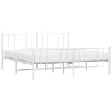 Metal Bed Frame without Mattress with Footboard White 183x203 cm King - 45-Degree Angle