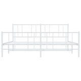 Metal Bed Frame without Mattress with Footboard White 183x203 cm King