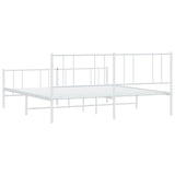 Metal Bed Frame without Mattress with Footboard White 183x203 cm King - Low Angle