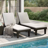 Sun Loungers 2 pcs Black 155x58x83 cm Polypropylene - Side View