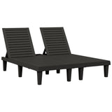Double Sun Lounger Black 155x138x83 cm Polypropylene - Front View