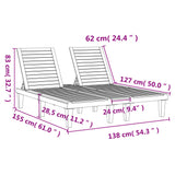 Double Sun Lounger Black 155x138x83 cm Polypropylene - Extra Image