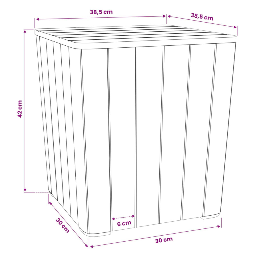 Garden Table with Removable Lid Black Polypropylene