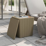Garden Table with Removable Lid Light Brown Polypropylene - Side View