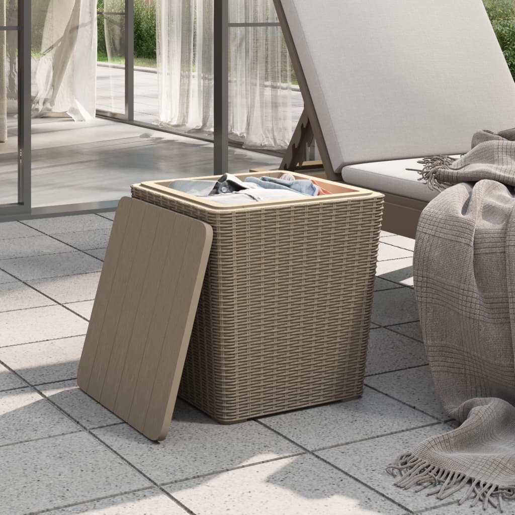 Garden Table with Removable Lid Light Brown Polypropylene