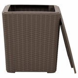 Garden Table with Removable Lid Light Brown Polypropylene - Side View