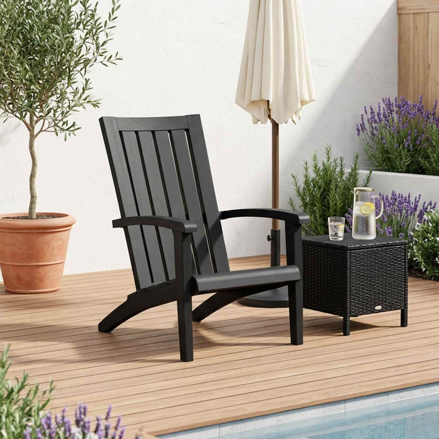 Garden Adirondack Chair Black Polypropylene