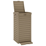 Outdoor Garbage Bin Light Brown 41x41x86 cm Polypropylene - Front View