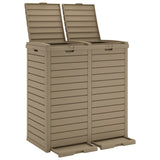 Outdoor Garbage Bin Light Brown 78x41x86 cm Polypropylene - Front View