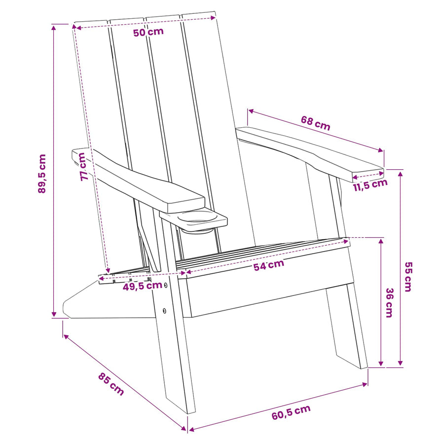 Garden Adirondack Chair Light Brown 75x88.5x89.5 cm