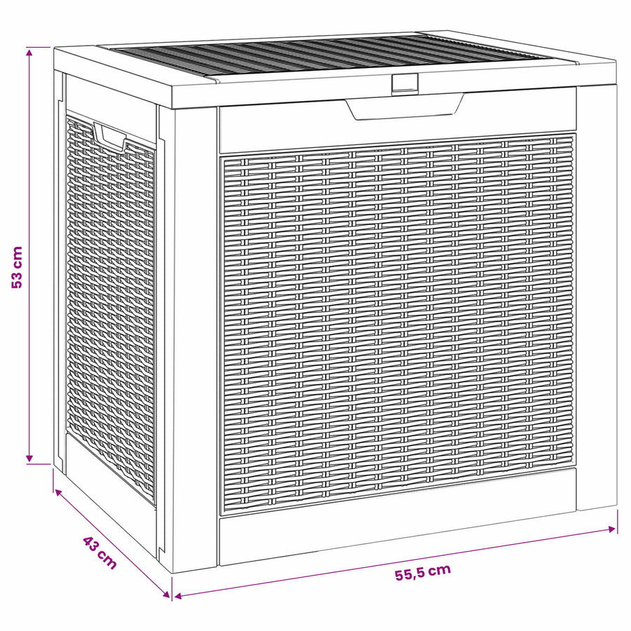 Garden Storage Box Black 55.5x43x53 cm Polypropylene