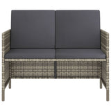 6 Piece Garden Dining Set with Cushions Grey Poly Rattan - Side View