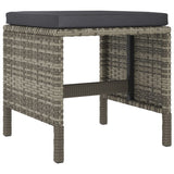 6 Piece Garden Dining Set with Cushions Grey Poly Rattan - Low Angle